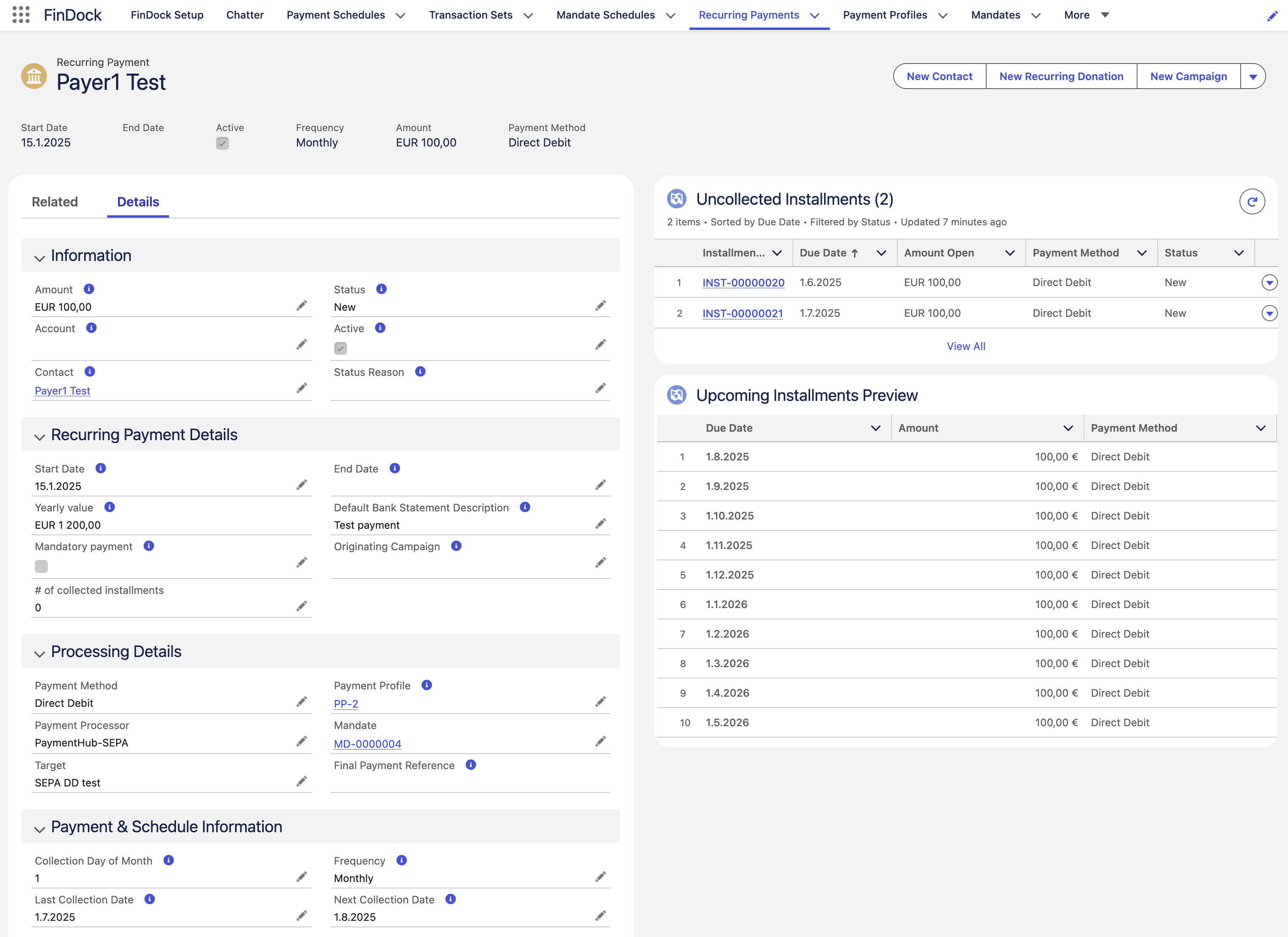 Default Lightning Record Page for Recurring Payment