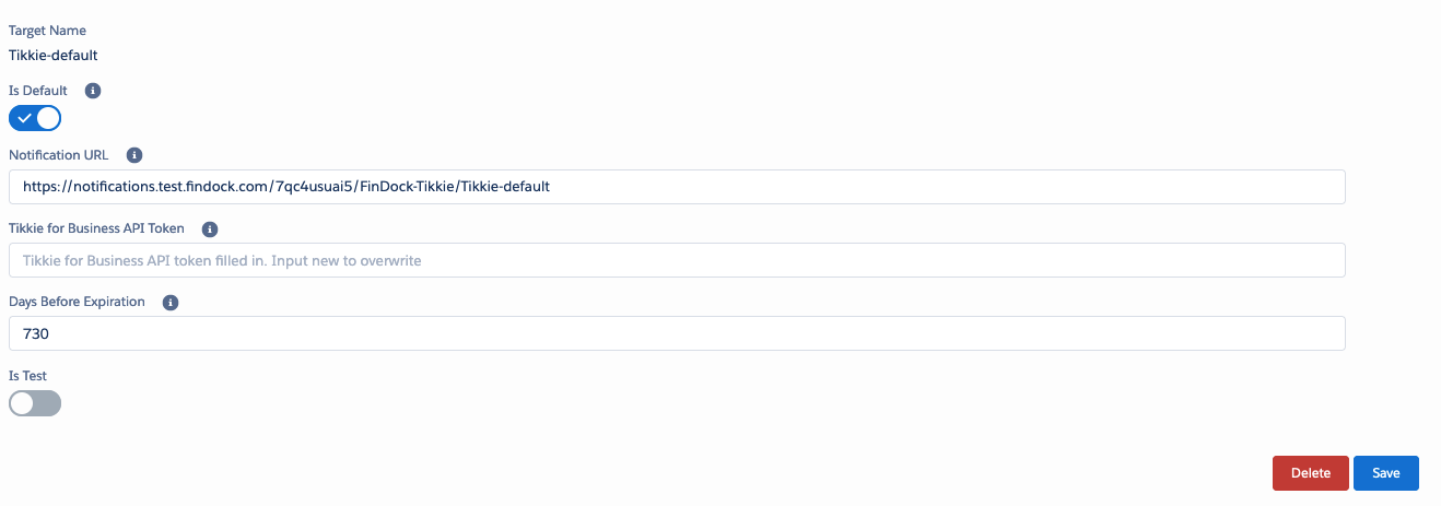 Tikkie extension settings