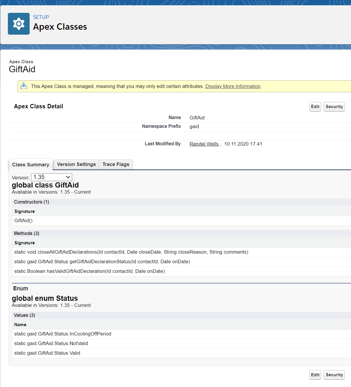 Gift Aid Apex classes