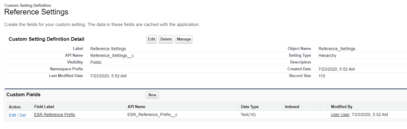 ESR LSV reference setting