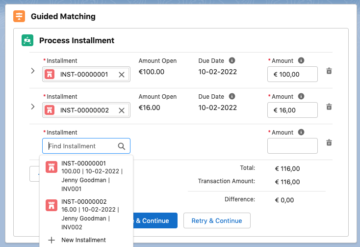 Guided Review installment search