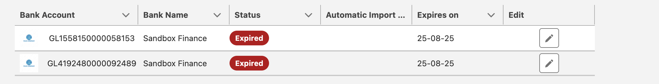 Bank Feed with expired accounts