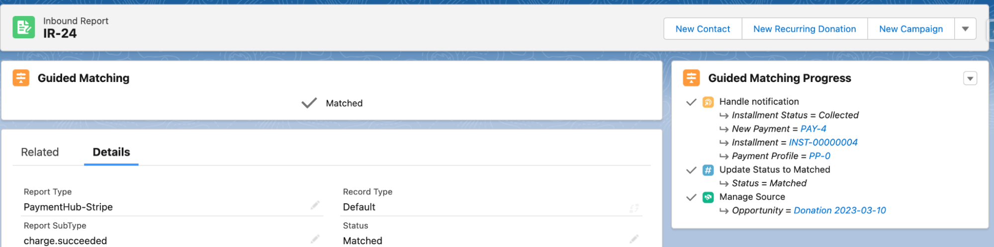 Re-processed inbound report is matched