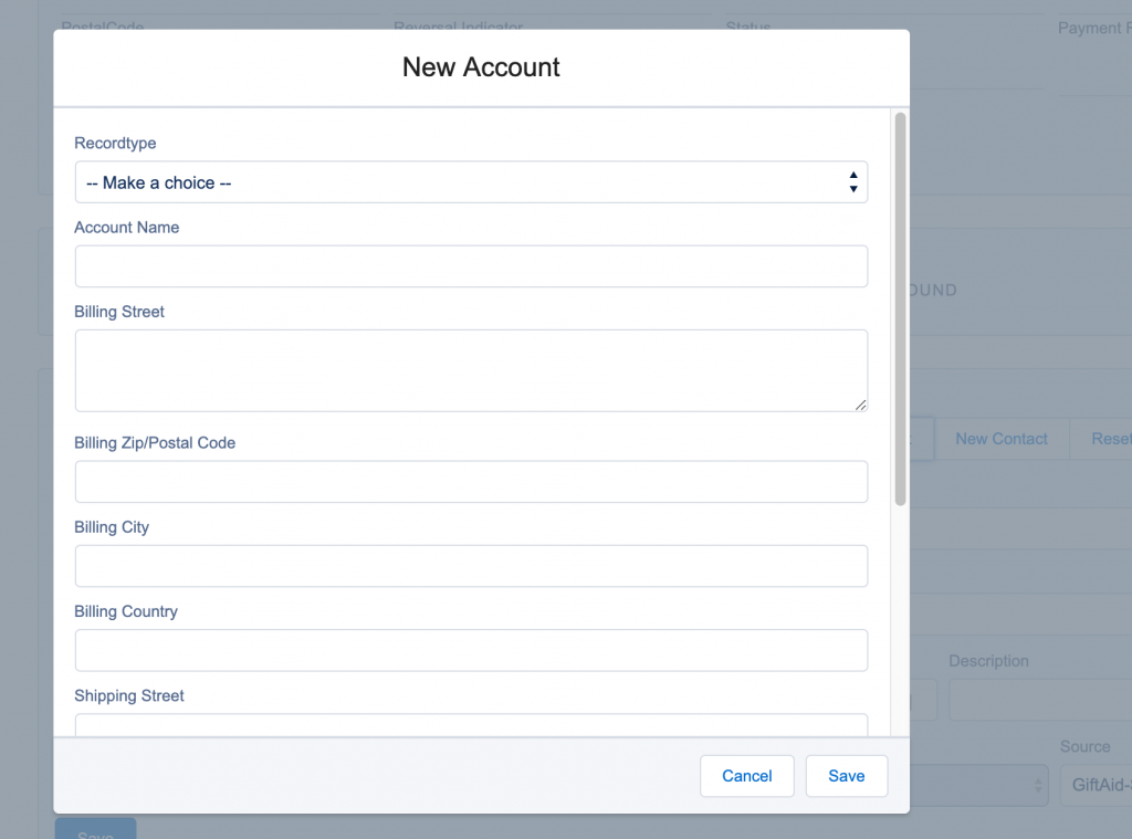 Account fieldset model