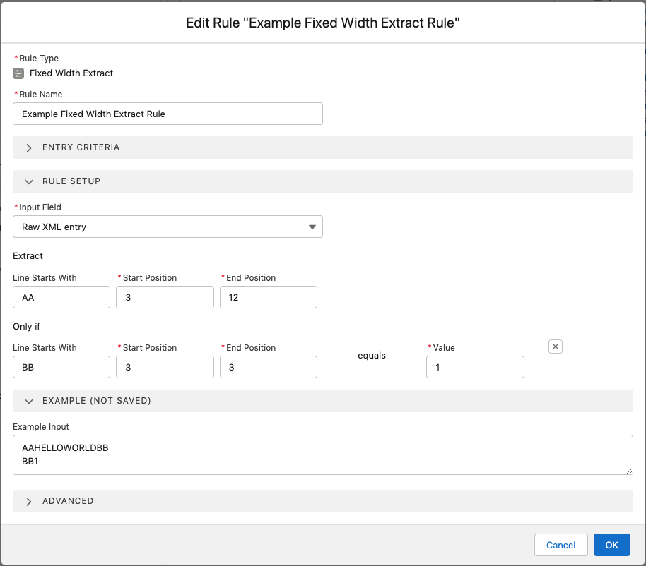 Guided Matching Fixed Width Extract