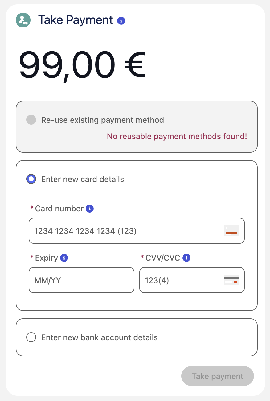 One-time card payment with MOTO