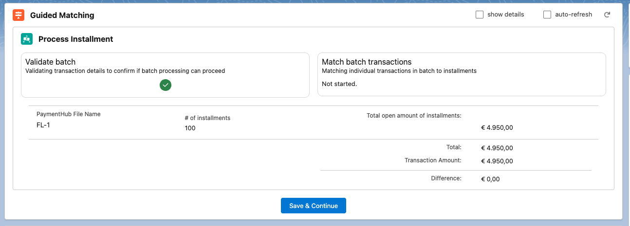 Guided Matching batch progress