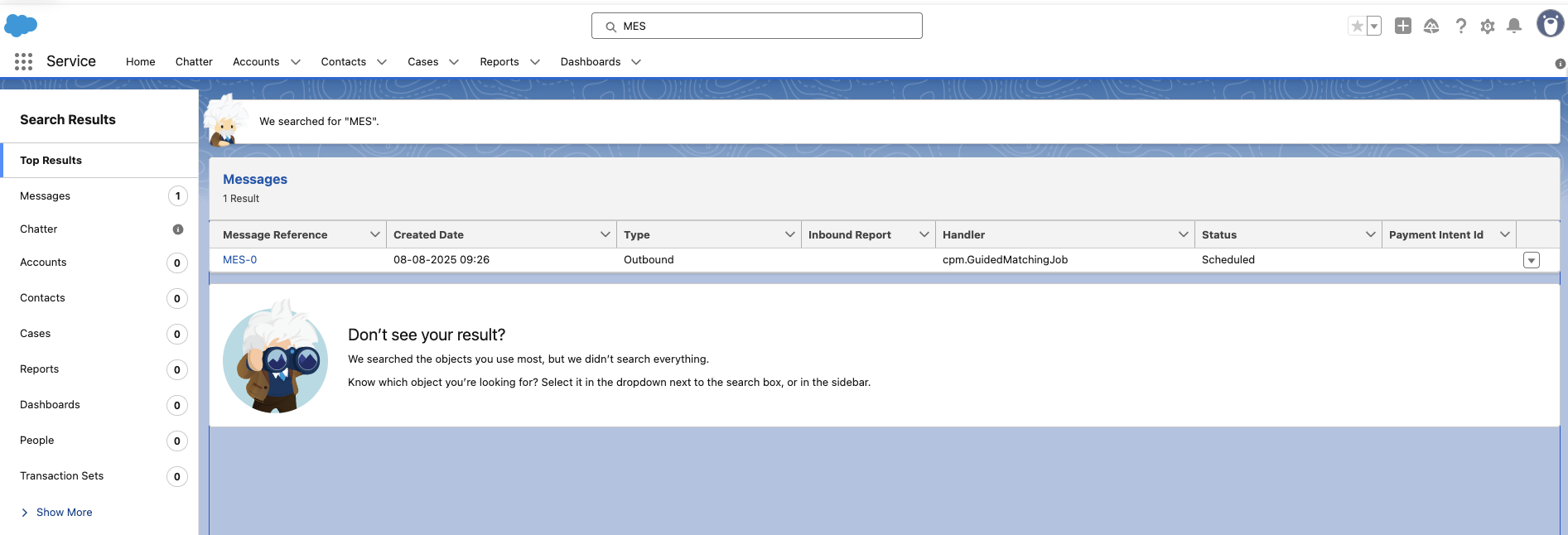Messages search layout