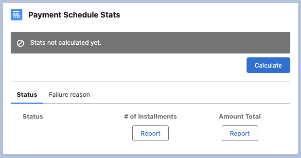 Payment Schedule Stats component