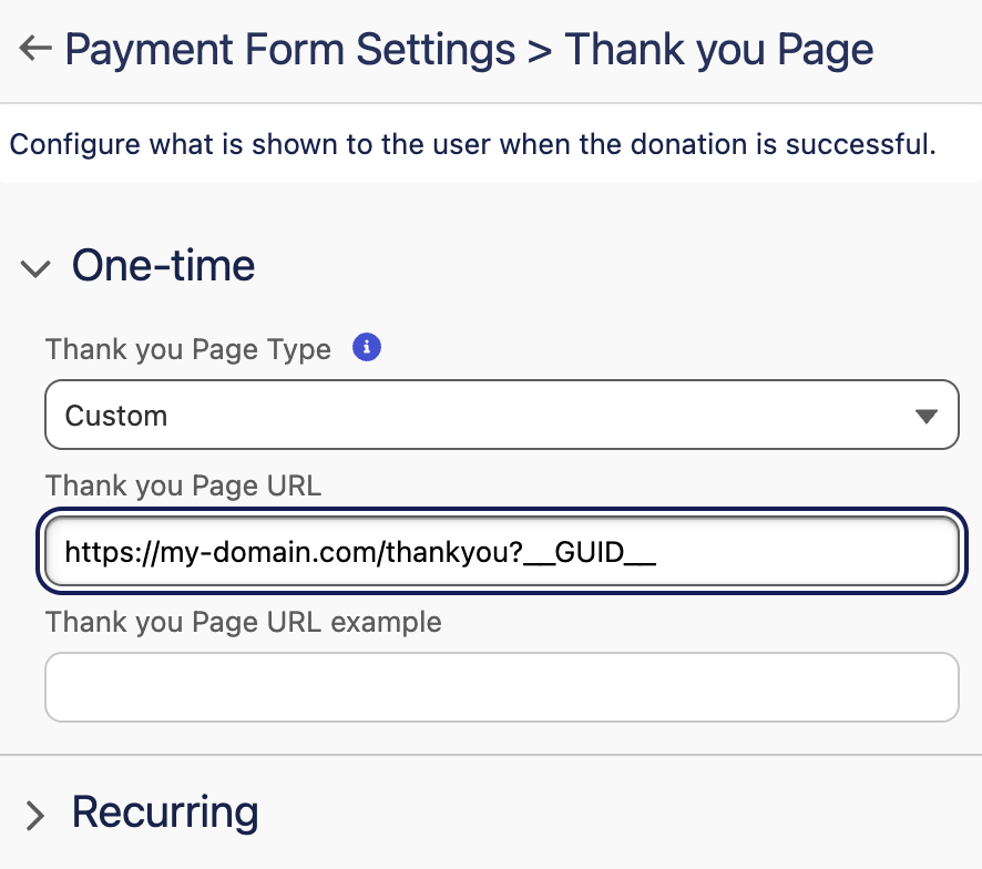 Custom URL with GUID for thank-you page
