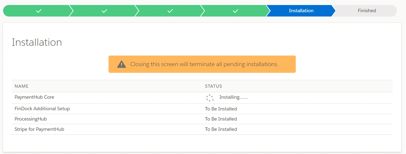 Installer install progress
