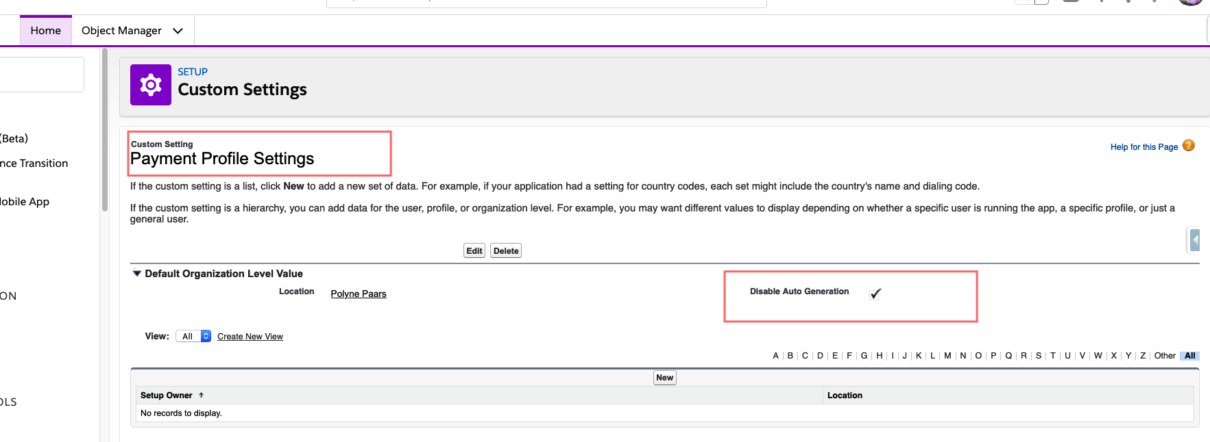 Disable auto-generation