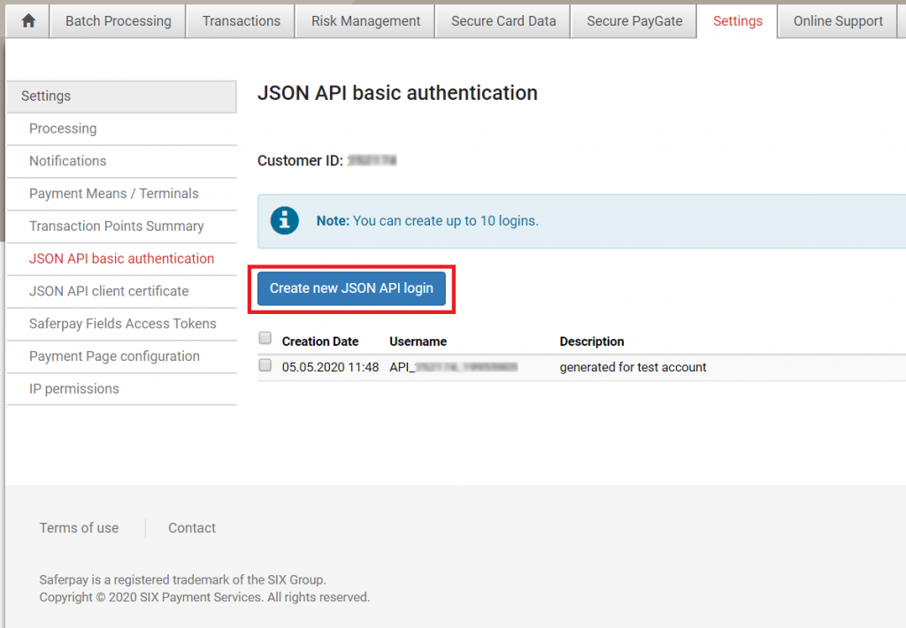 Saferpay new JSON API