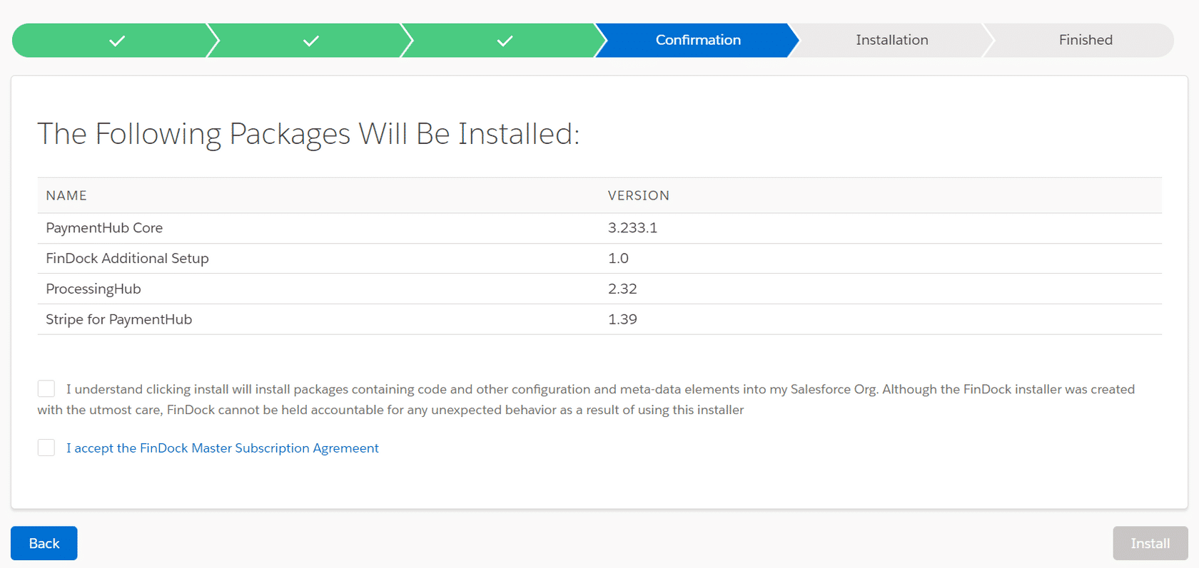 Installer package confirmation