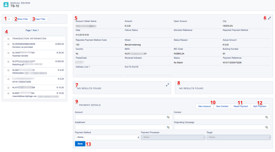 The Manual Review screen