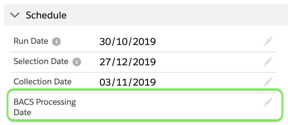Bacs processing date