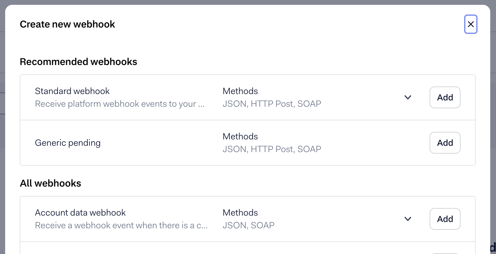 Adyen add standard webhook