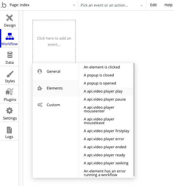 Defining an event and a trigger condition