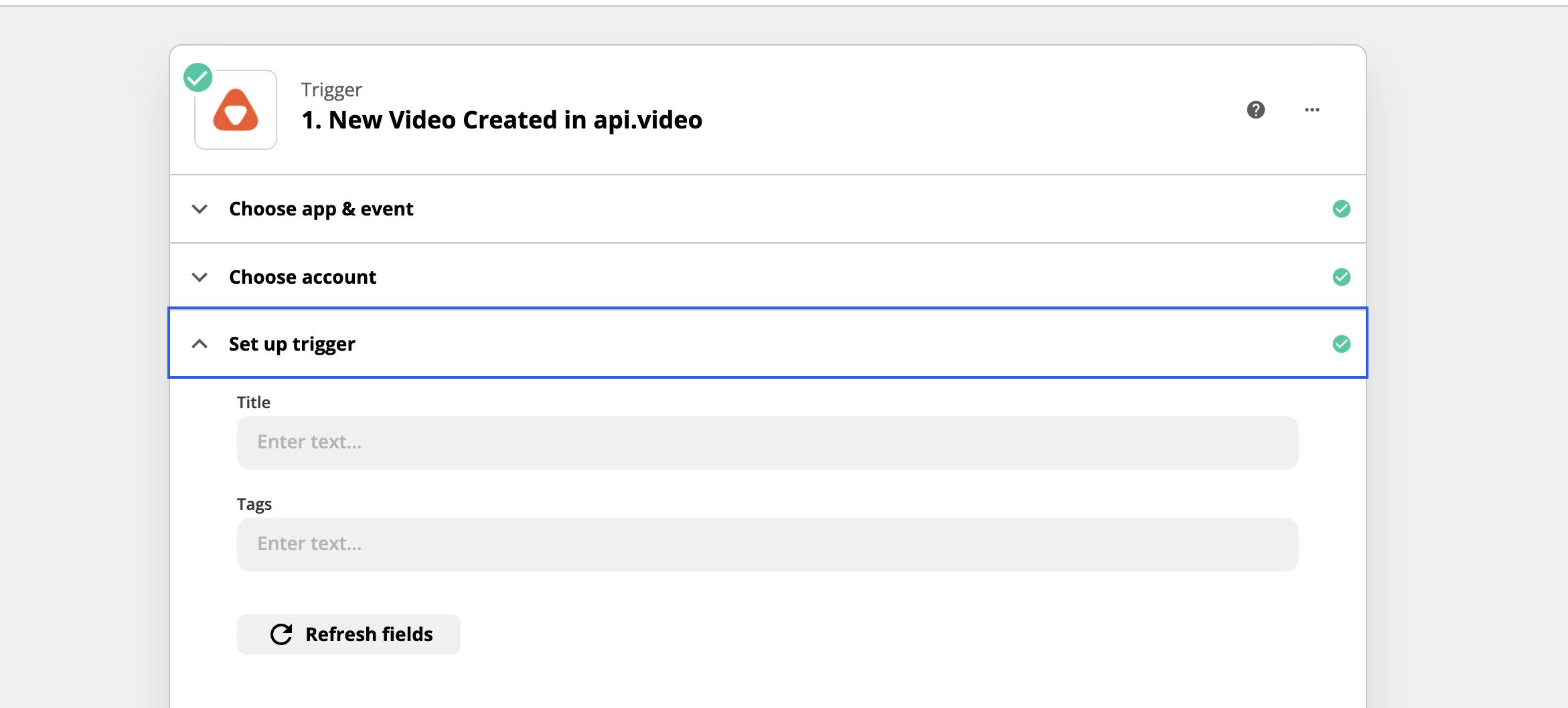 Setting up a Video Created trigger using the api.video Zapier plugin