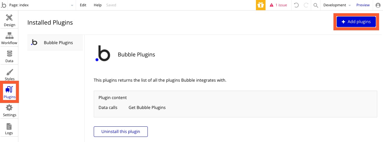 Adding bubble.io plugins