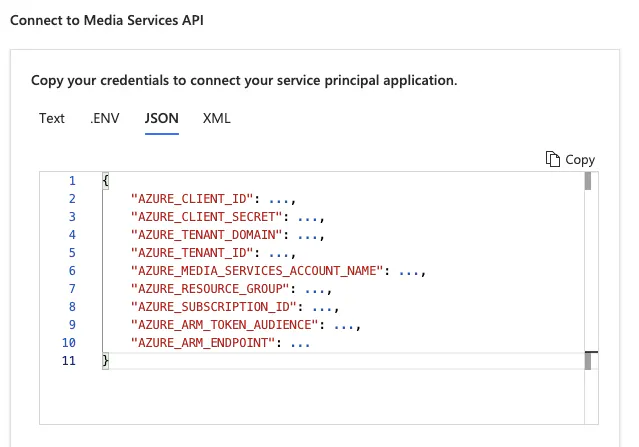 Copy the contents of the Credentials JSON