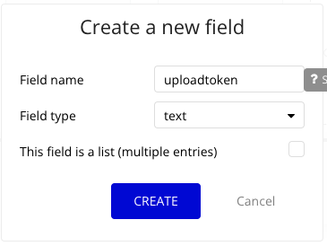 Showing the Create a new field modal