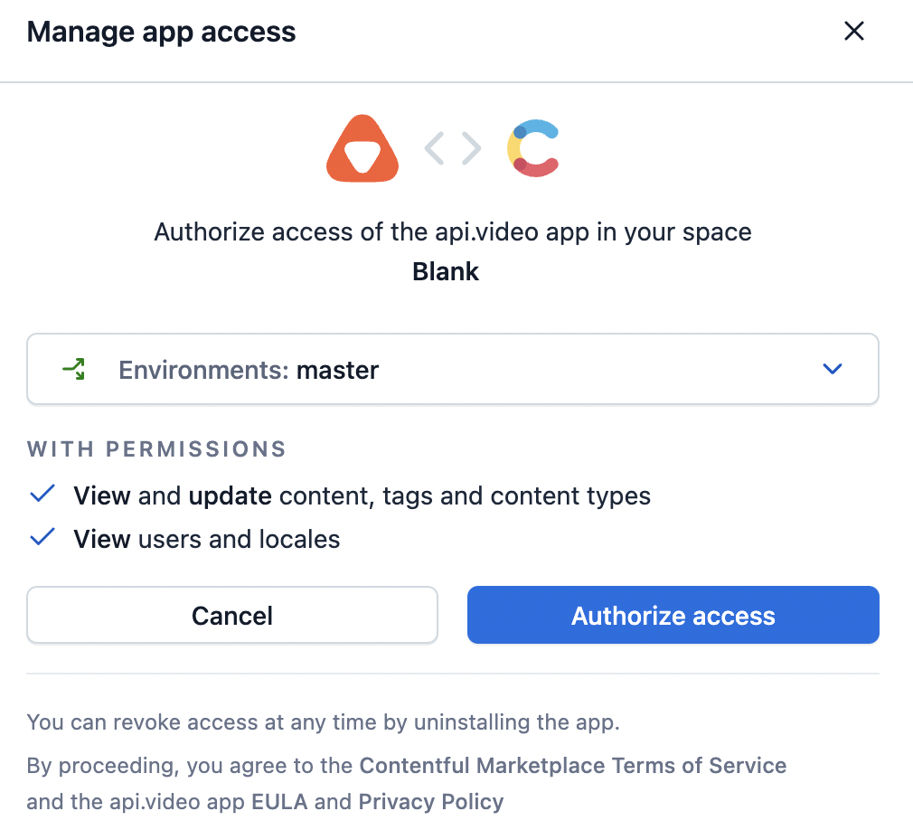 Authorizing access to api.video
