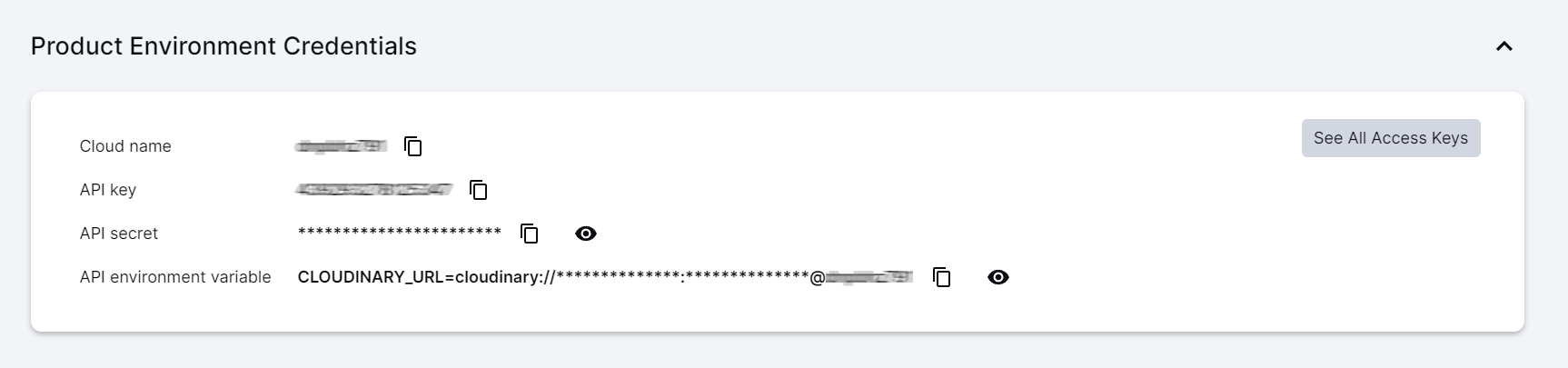 Collecting credentials on Cloudinary