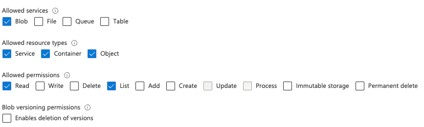 Enabling required parameters